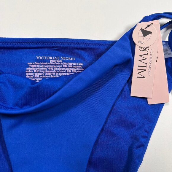 Victoria Secret 32A S Twist Front Push Up Bikini Top Cheeky Bottom Set Blue Oar - Picture 8 of 8